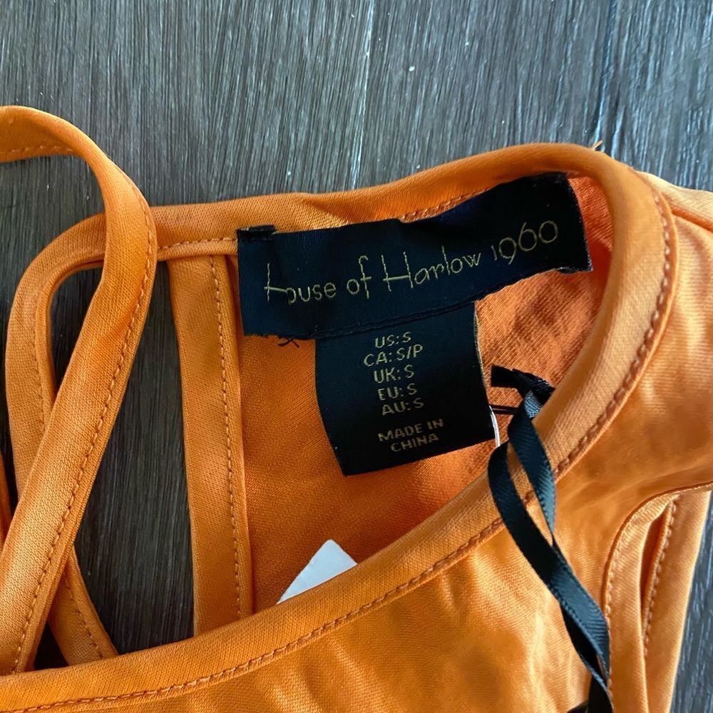 House of Harlow 1960 Orange Satin Midi Dress - Picture 4 of 6